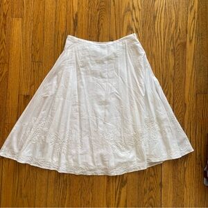 Ralph Lauren White Embroidered A-Line Skirt